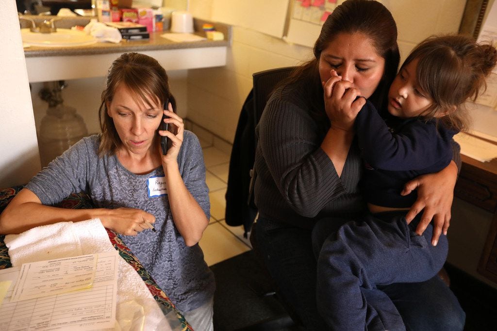 Annunciation House volunteer Rachel Soltis (left) gets in touch with Leslie Angelia's family...