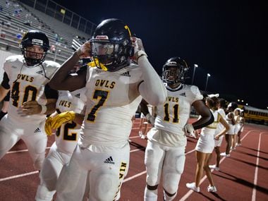 Garland defensive back Chace Biddle (7) celebrates after a touchdown against Kimball on August 27, 2021. (Shelby Tauber/Special Contributor)