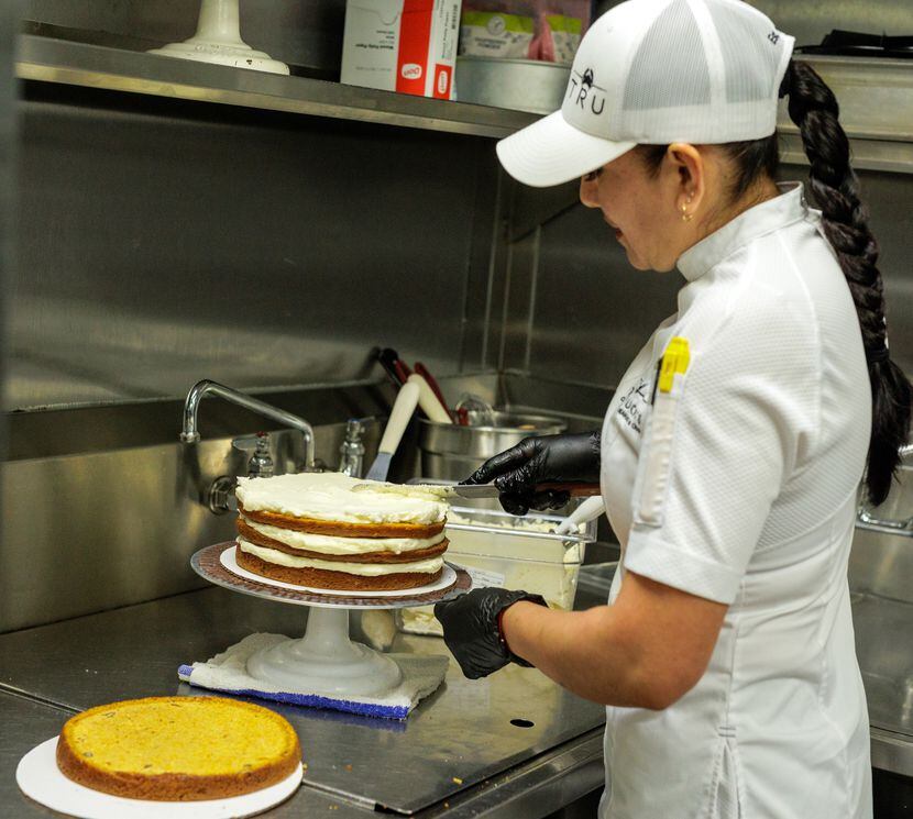 Pastry chef Paula Delgado has been making carrot cakes for Truluck's for 13 years. 