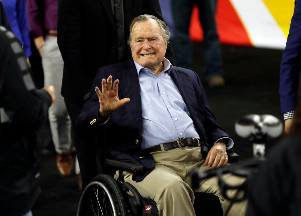FILE - In this April 2, 2016, file photo, former President George H. W. Bush waves as he...