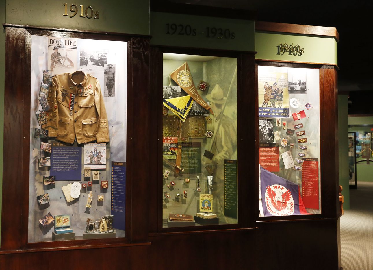 Scouting garb from the 1900s-40s is on display at the National Scouting Museum in Irving....