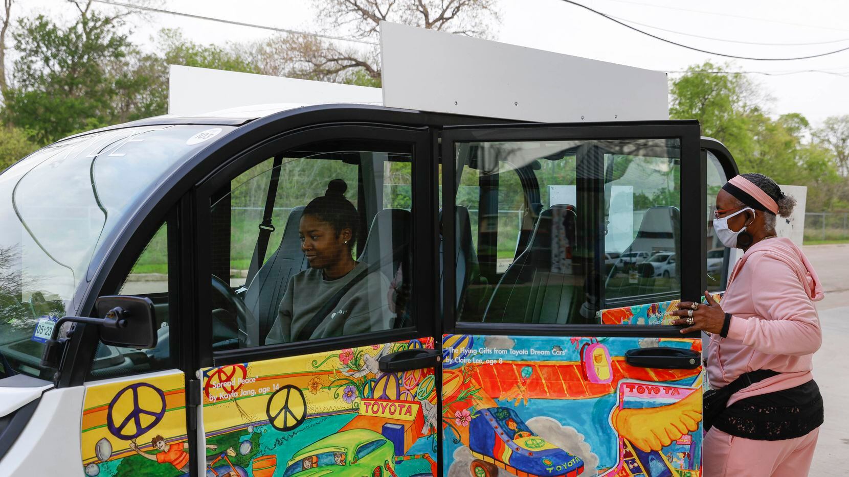 Renita Graham of West Dallas boards DART Circuit, a free ride share service, on Thursday,...