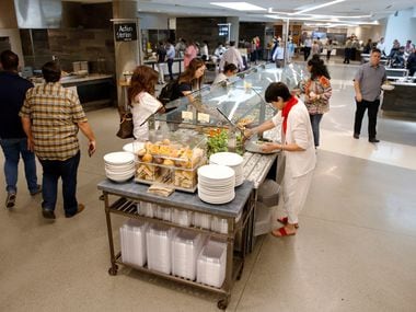 Toyota employees make decisions for lunch in the dining area at Toyota Motors North America...
