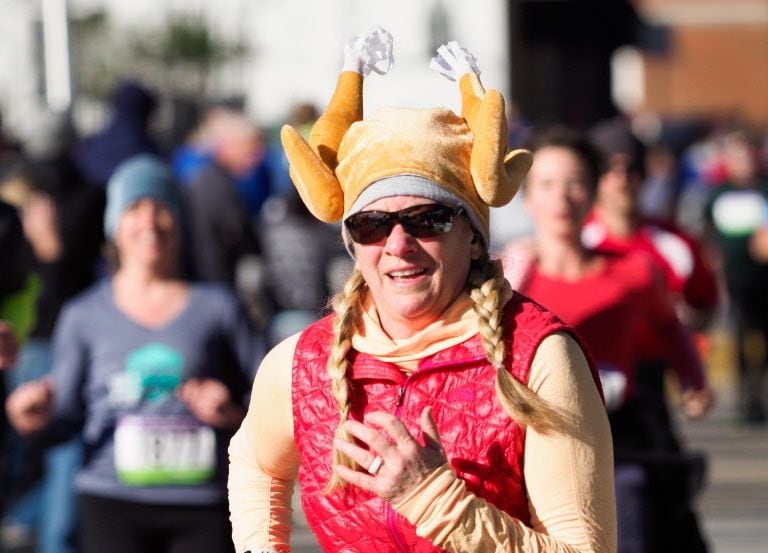 Runners dress in costume for the Turkey Trot.