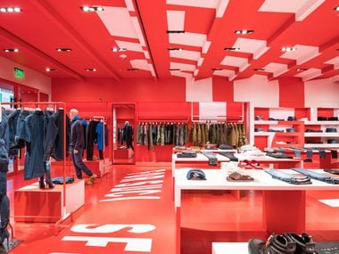 Red and white all over: Premium denim brand Diesel opened a new store at NorthPark Center in July.