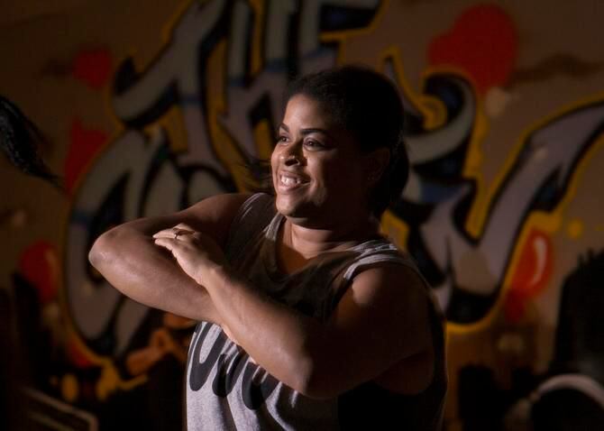 
Eboney Jackson, of Garland, participates in Hip Hop Heels dance class at Centre for Dance...