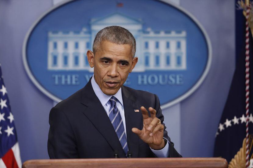 El presidente Barack Obama habla durante su última conferencia de prensa en la Casa Blanca...