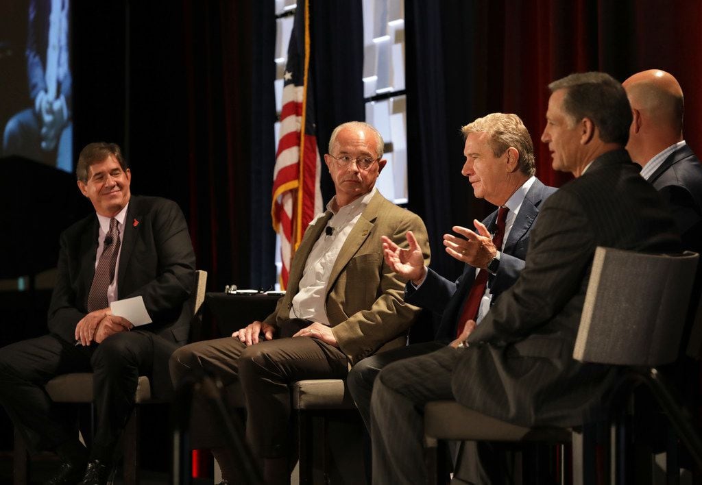A panel discussion on the future of Frisco on Tuesday included, from left, Frisco Chamber of...