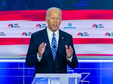 Former Vice President Joe Biden speaks during the second night of the first Democratic...