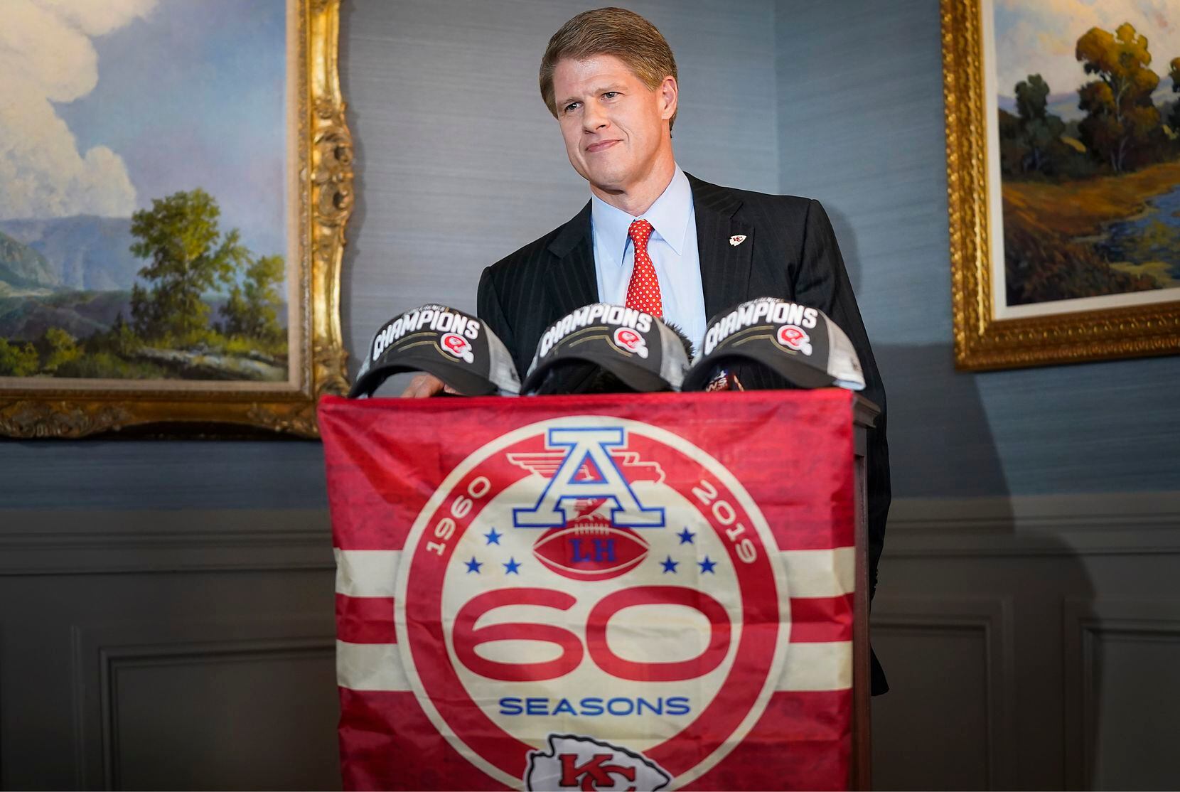 Clark Hunt speaks at a press conference at the Park City Club on Jan. 23.
