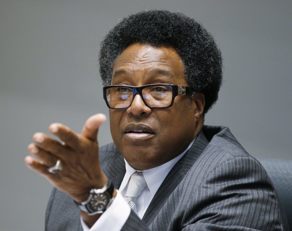 Dallas City Councilman Dwaine R. Caraway speaks during the discussion with other Dallas City...