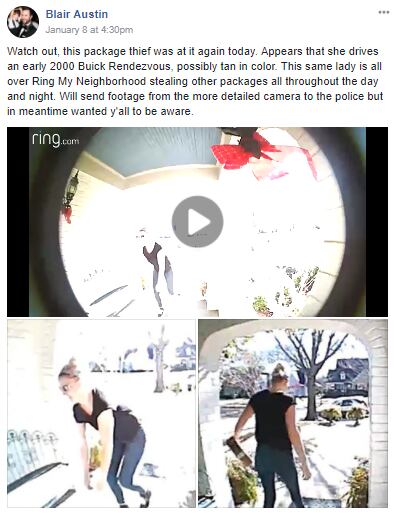 Blair Austin was one of several Lakewood residents who caught a package theft on camera with...