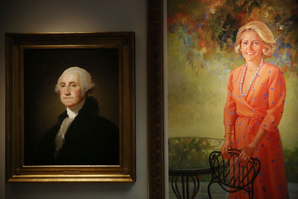 (From left) Portrait of George Washington, referred to as the âAthenaeum portraitâ by...
