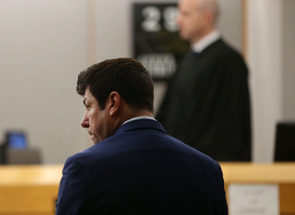 Stoyan Anastassov, a former University Park tennis coach, stands before being found guilty of two felony charges of indecency with a child at Frank Crowley Courts Building in Dallas on Thursday.