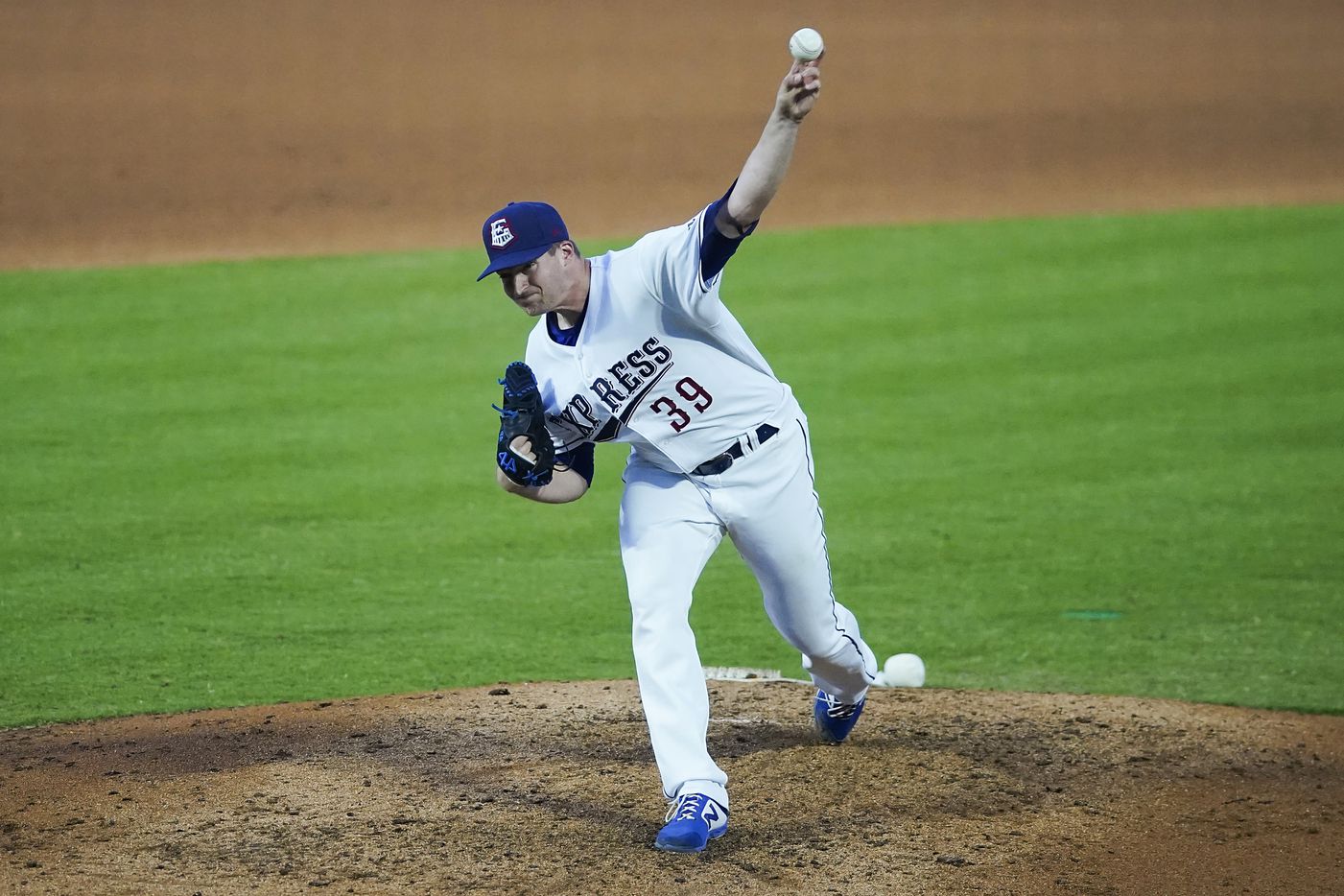 Round Rock Express pitcher Wes Benjamin delivers during the third inning against the...