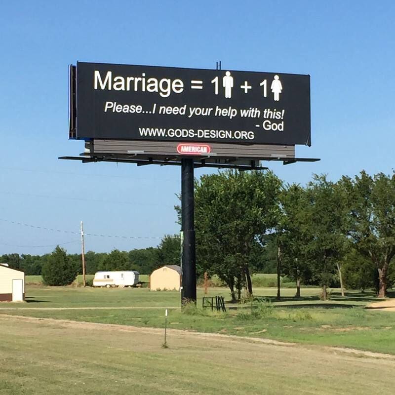  God's Original Design Ministry has started posting billboards protesting same-sex marriage...
