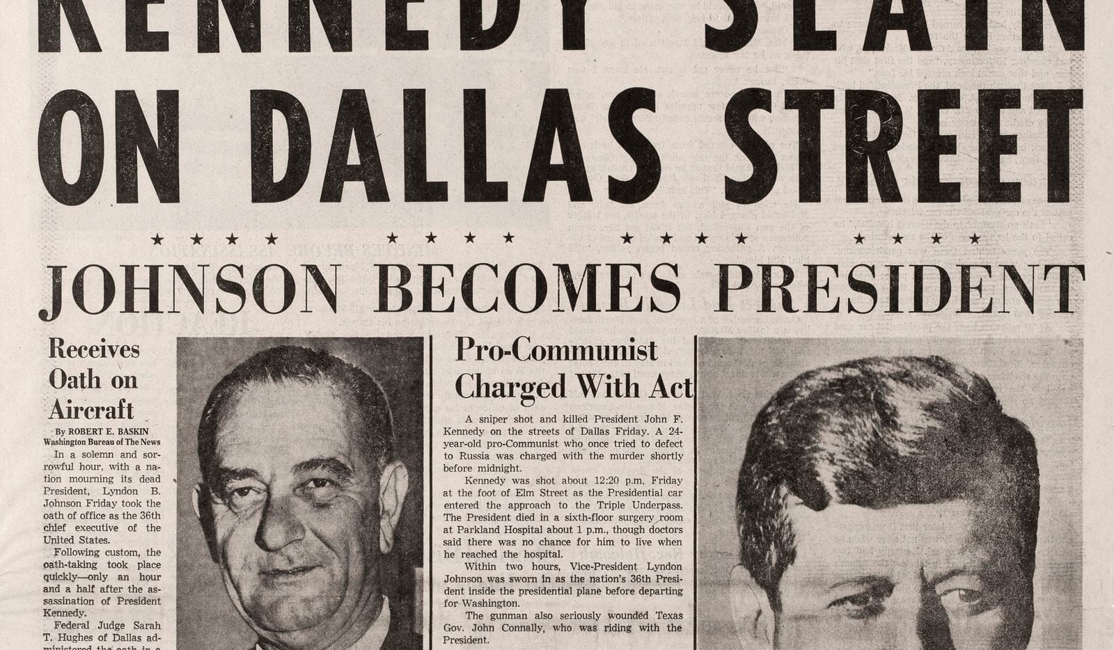 dallas jfk assassination kennedy john newspaper shot morning assassinated 1963 president front darkest chronology visual texas street paper dmn