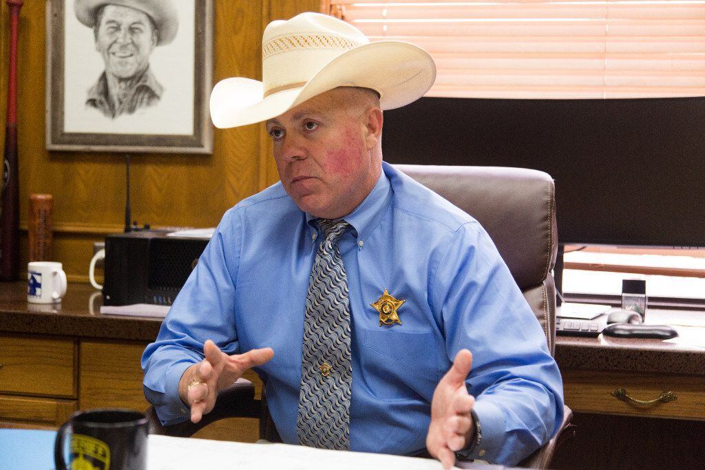 Denton County sheriff, Tracy Murphree, answers questions in his office at the Denton County...