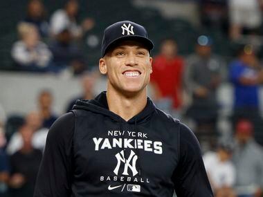 New York Yankees right fielder Aaron Judge (99) takes batting practice before a MLB game...