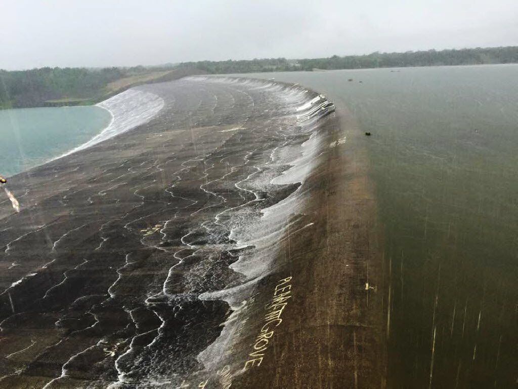 Water goes over the spillway at Lake Texoma several years ago. Lake Texoma is one of five...