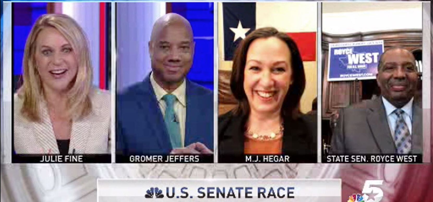 Democratic U.S. Senate candidates Texas Senator Royce West, left, and Veteran Air Force...