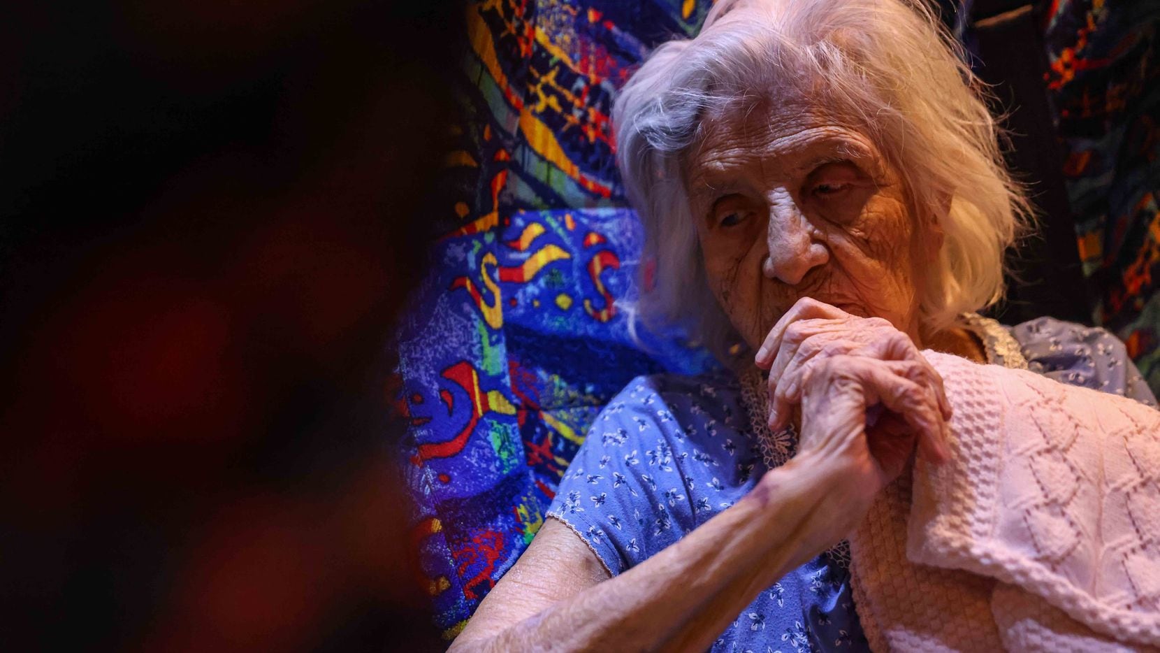 Maria Barajas, who is 100 years old and suffers from severe dementia, prepares to spend the...