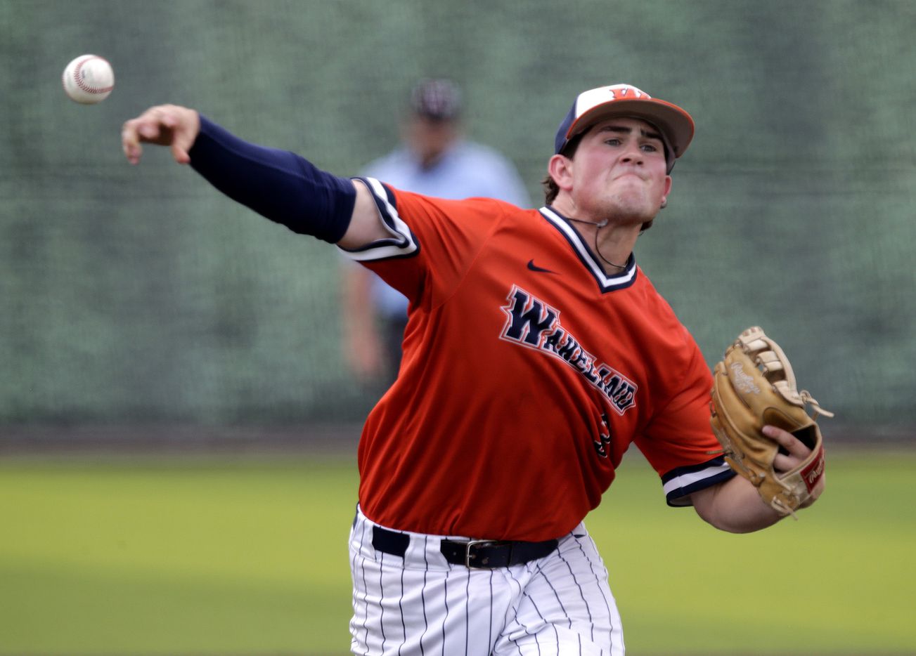 Wakeland High School pitcher Sam Friedman (3) delivers a pitch in the second inning as Reedy...