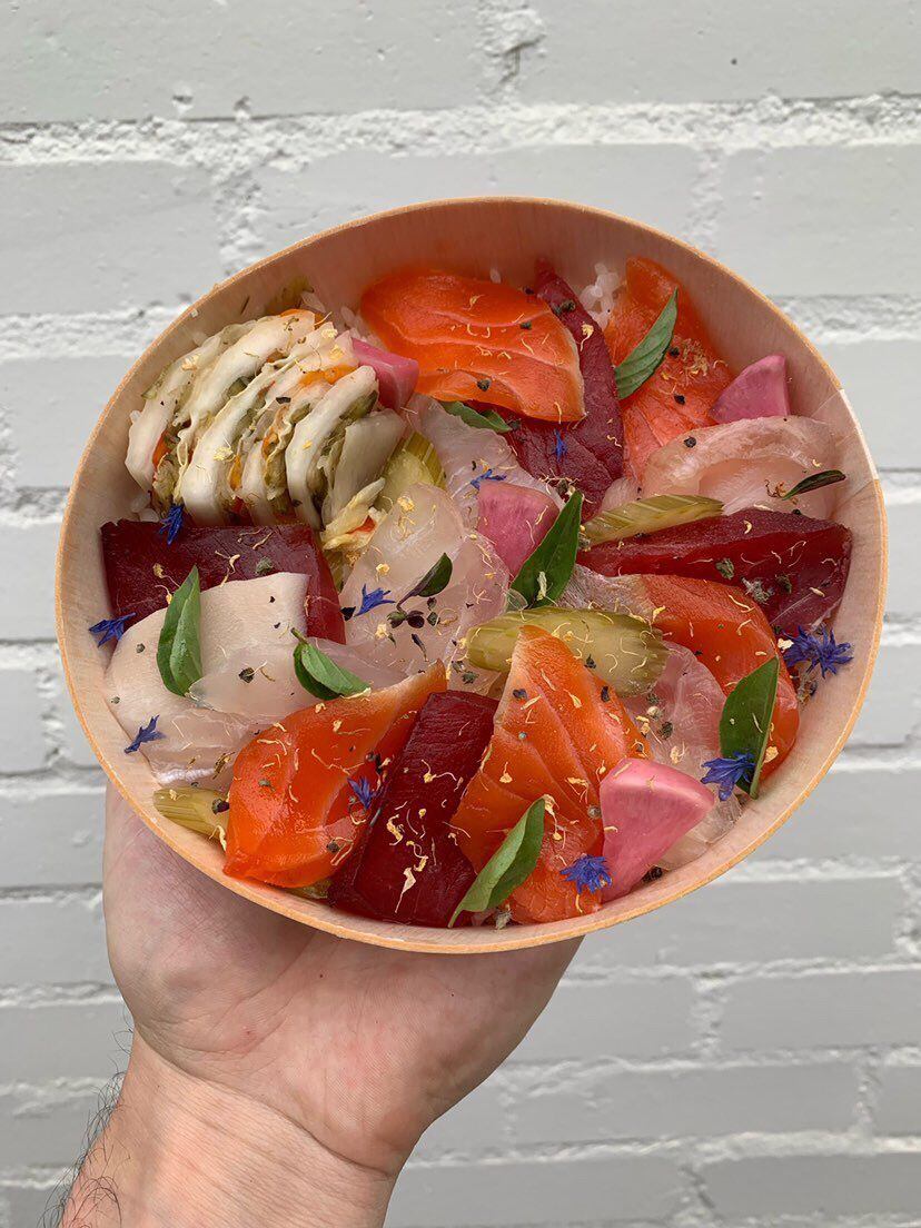 Wolf and the Fox in Dallas offers Japanese chirashi bowls.