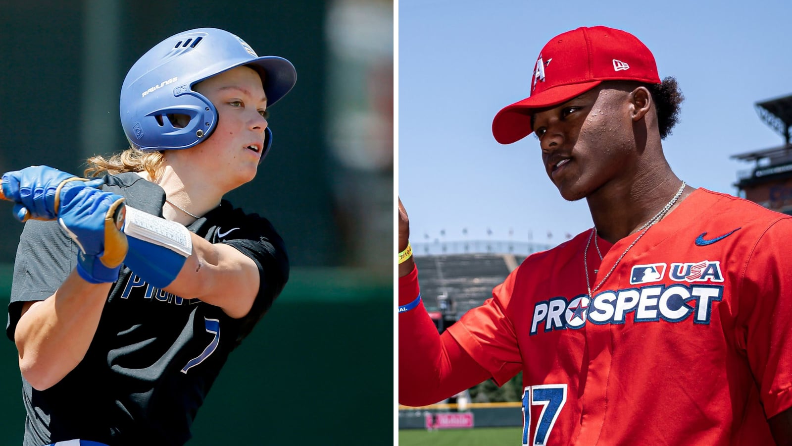 2022 MLB draft prospects Jackson Holliday (left) and Elijah Green (right).