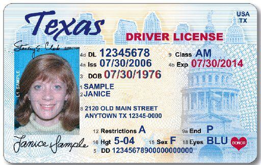 examples of texas drivers license