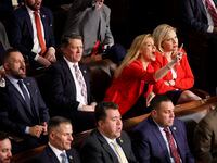 Rep. Beth Van Duyne, R-Irving, shouts at President Joe Biden as he delivers his State of the...