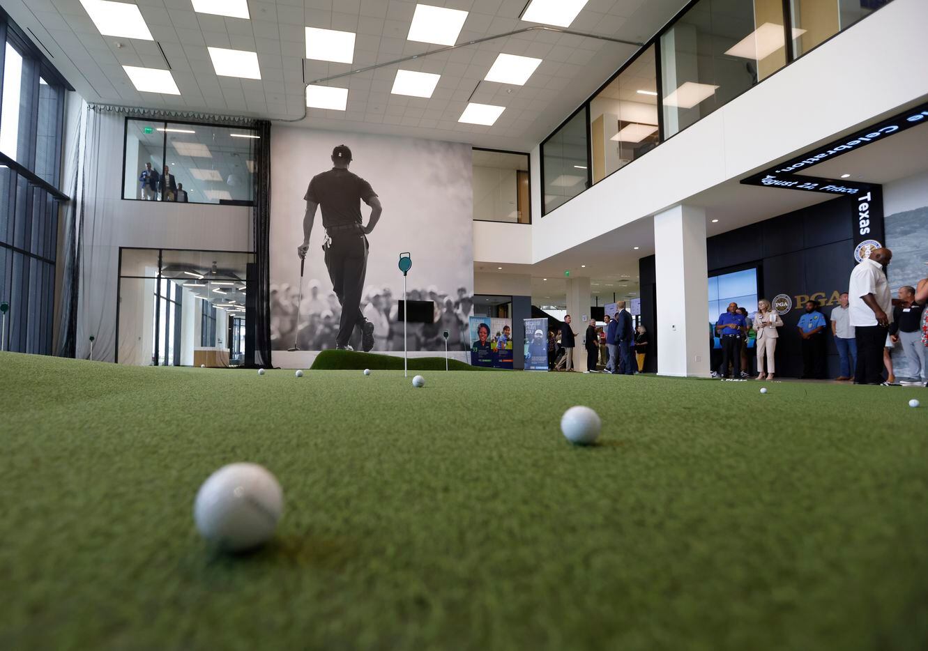 Golf balls in a putting area at PGA of America’s new headquarters on Monday, August 22,...