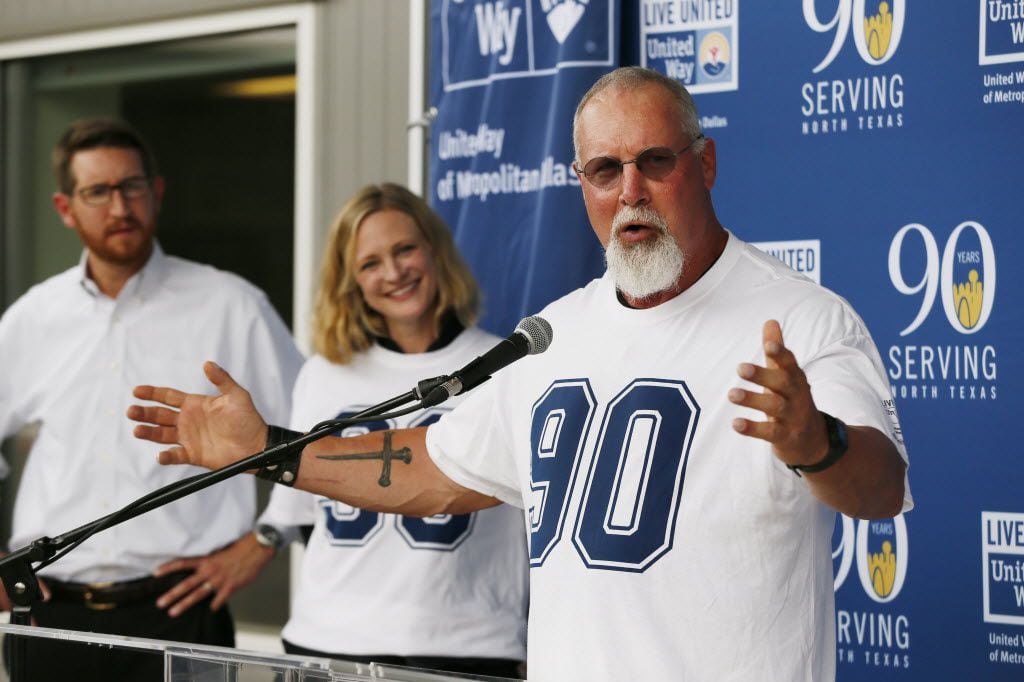 Former Dallas Cowboys legend Randy White speaks during an event at CitySquare, Opportunity...