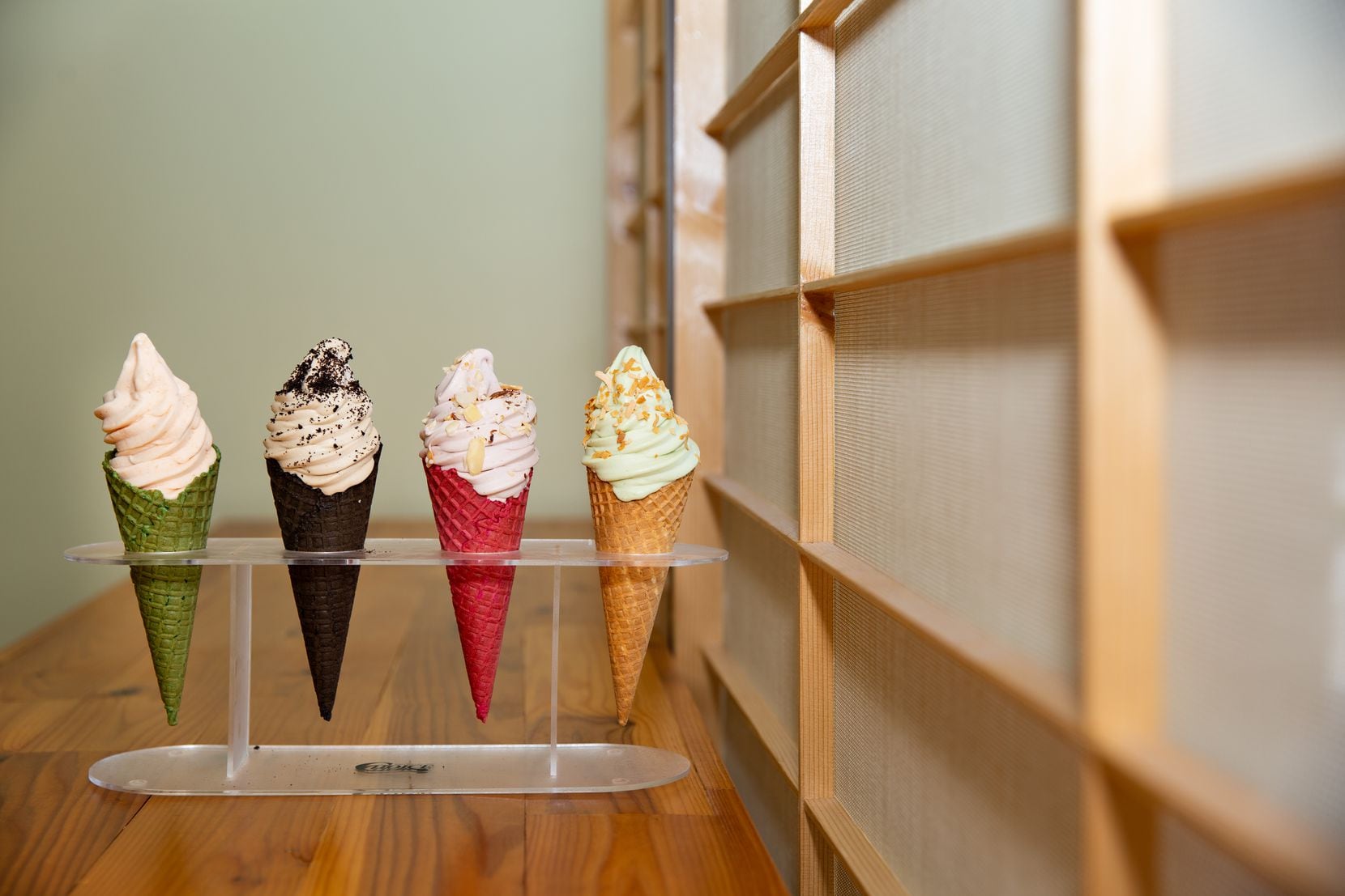 Four of the six flavors in rotation at Sugar Pine Creamery in Plano include Cherry Almond,...