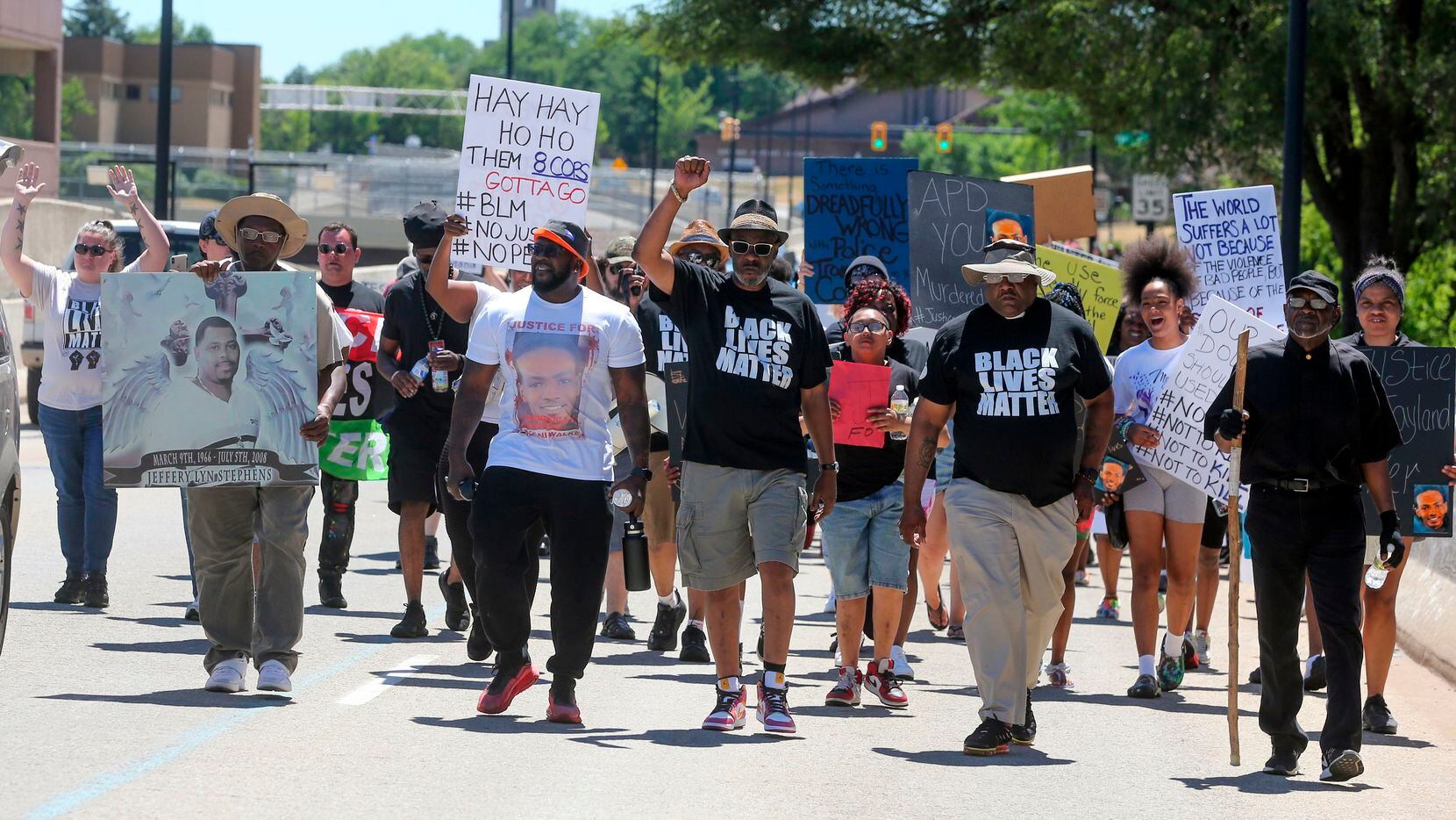 Protesters took to the streets in Akron, Ohio, on Saturday, July 2, 2022, to protest the...