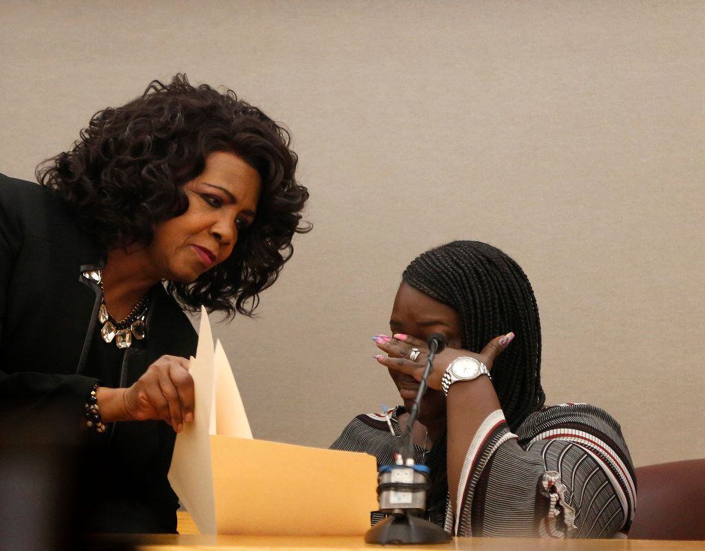 District Attorney Faith Johnson showed a picture of Jordan Edwards to his mother, Charmaine...