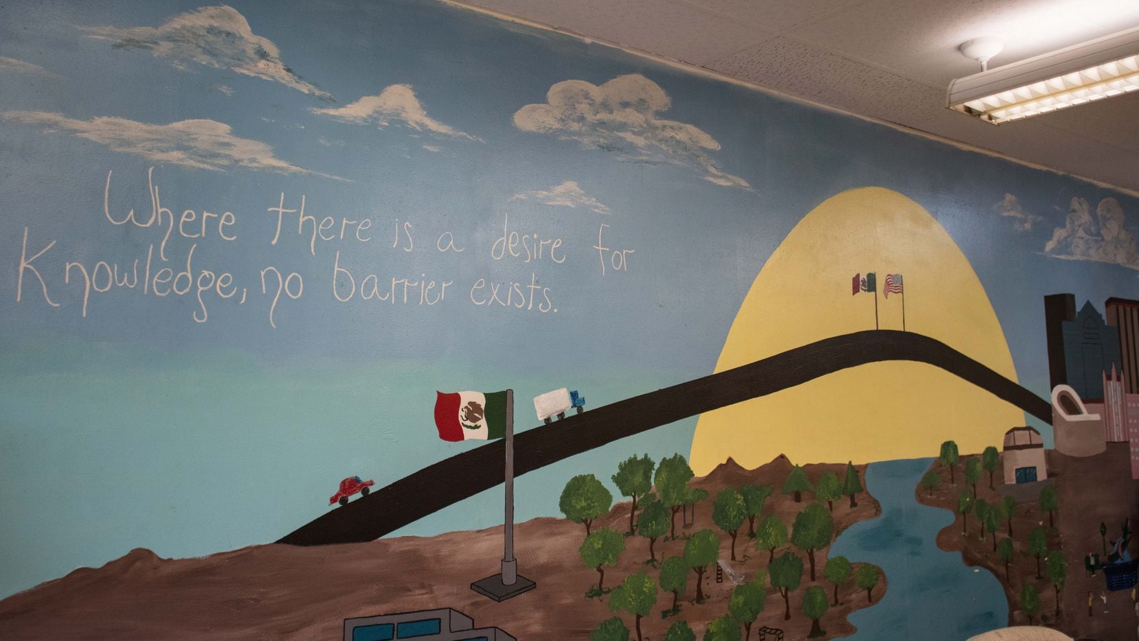 A mural painted by students adorns a wall at The Lydia Patterson Institute. The institute...
