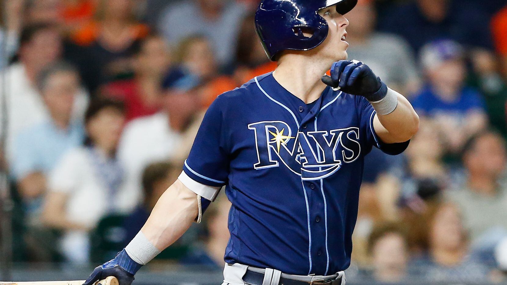 HOUSTON, TX - JULY 31:  Corey Dickerson #10 of the Tampa Bay Rays hits a home run in the...
