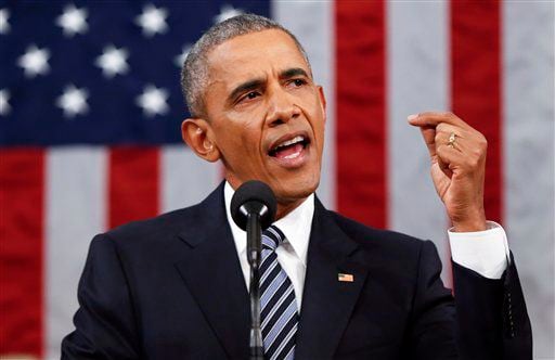 El presidente Barack Obama presenta su discurso sobre el Estado de la Unión en una sesión...