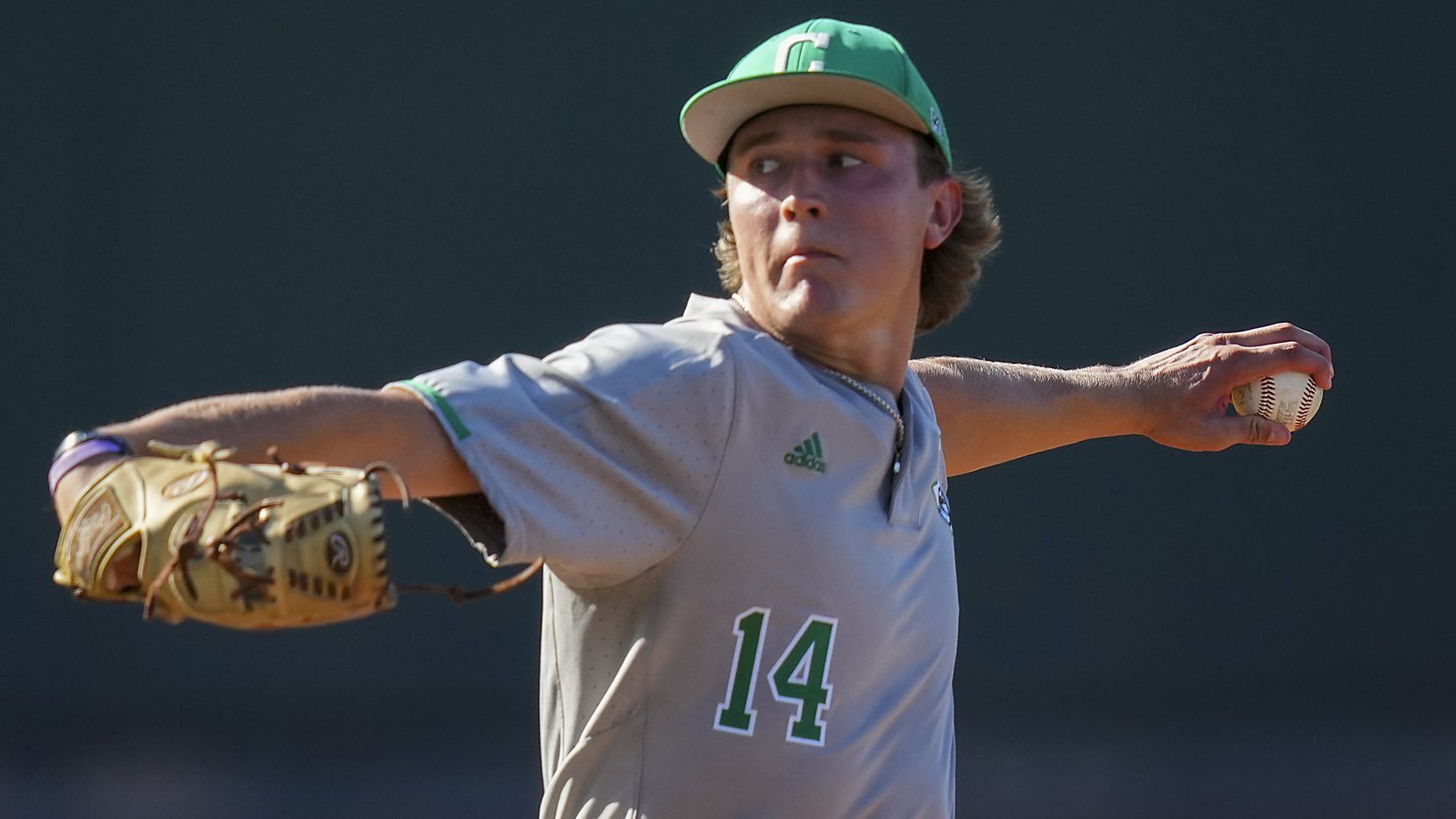Southlake Carroll pitcher Griffin Herring deliers during the sixth inning of a UIL 6A...