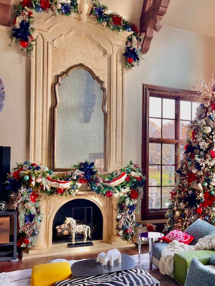 Fireplace with garland