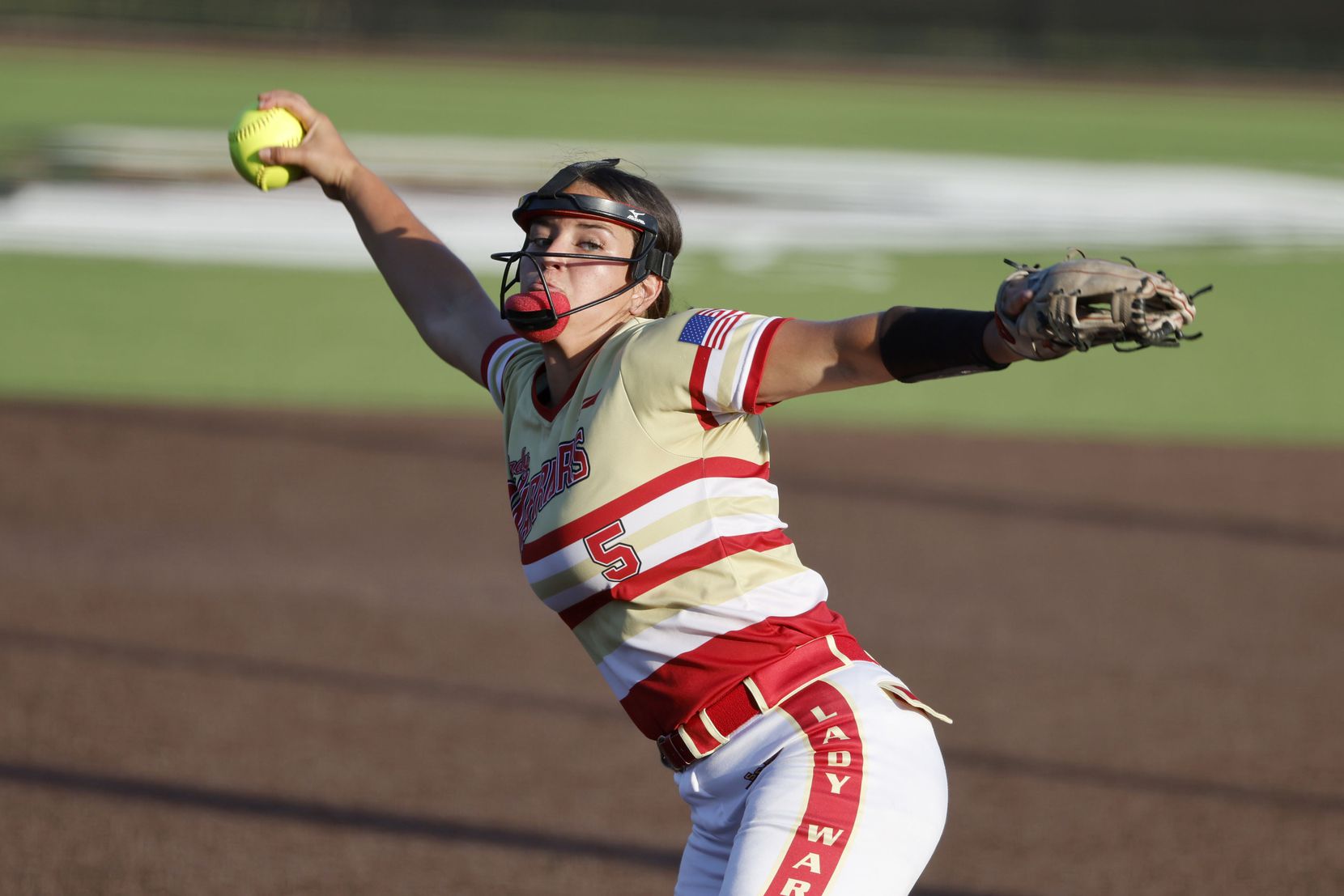 South Grand Prairie’s Cassidy Fixico pitches against Allen during the first inning of the...