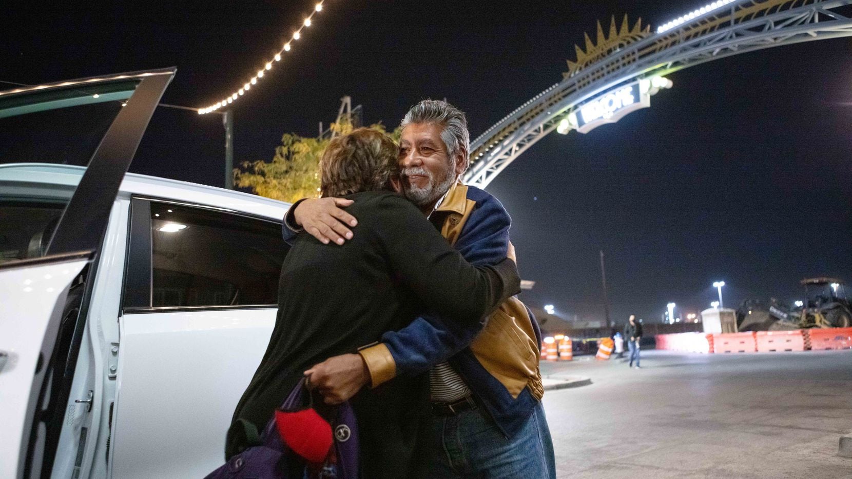 Industrial engineer Ramón Delgado, 60, of Chihuahua City, Mexico, embraces his sister Bertha...