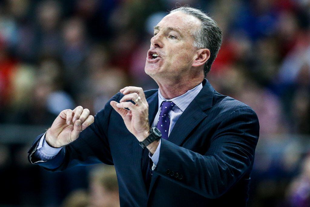 TCU Horned Frogs head coach Jamie Dixon calls a play from during an NCAA basketball game at Schollmaier Arena Fort Worth, Texas on Saturday, March 2, 2019. (Shaban Athuman/The Dallas Morning News)