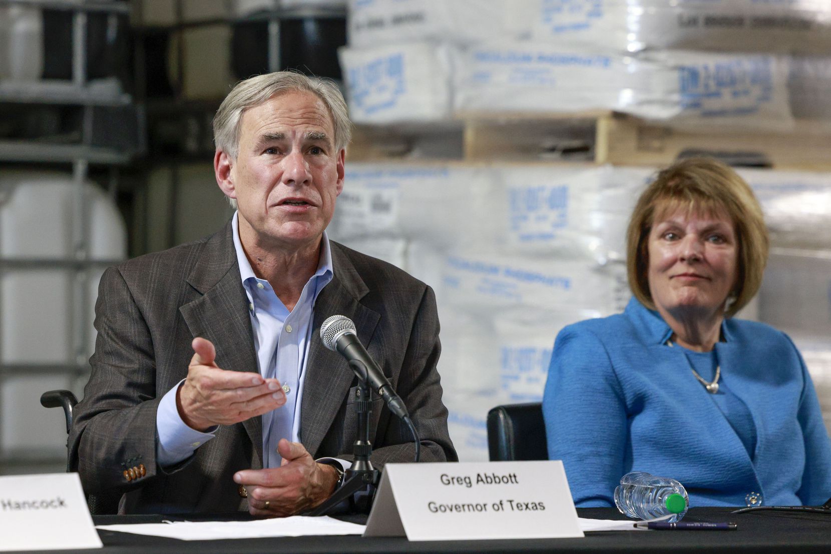 Gov. Greg Abbott with state Rep. Stephanie Klick on May 17, 2022. Klick was in a GOP runoff...