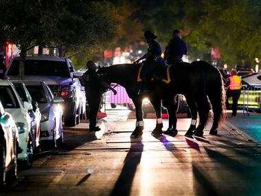 Dallas mounted police officers patrol in Deep Ellum on Saturday, Sept. 17, 2022, in Dallas.
