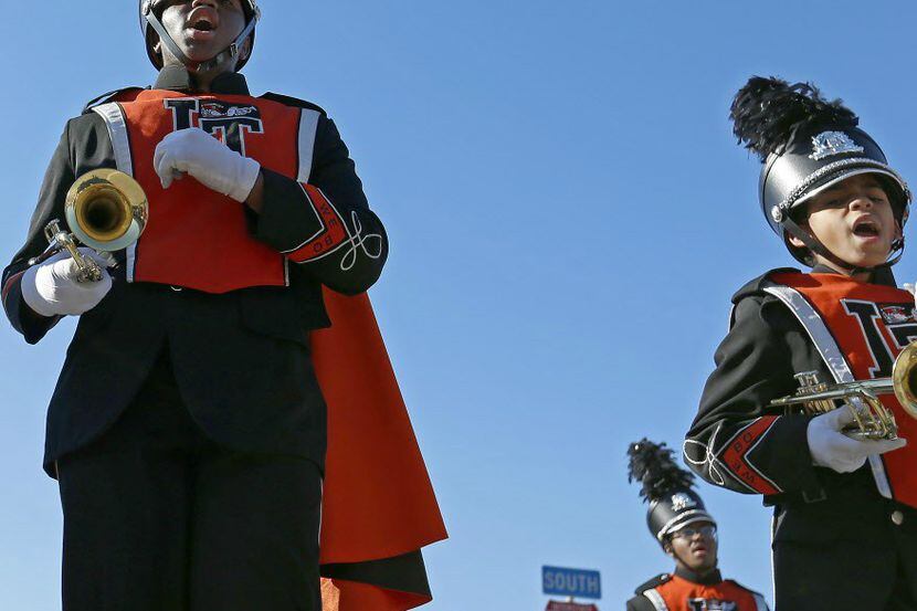 Lancaster High School Marching Band performs in the annual MLK Day parade near Fair Park in...