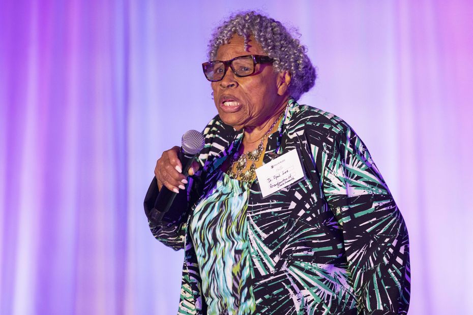 Opal Lee spoke during the Dallas Black Chamber of Commerce's Planting the Future event...