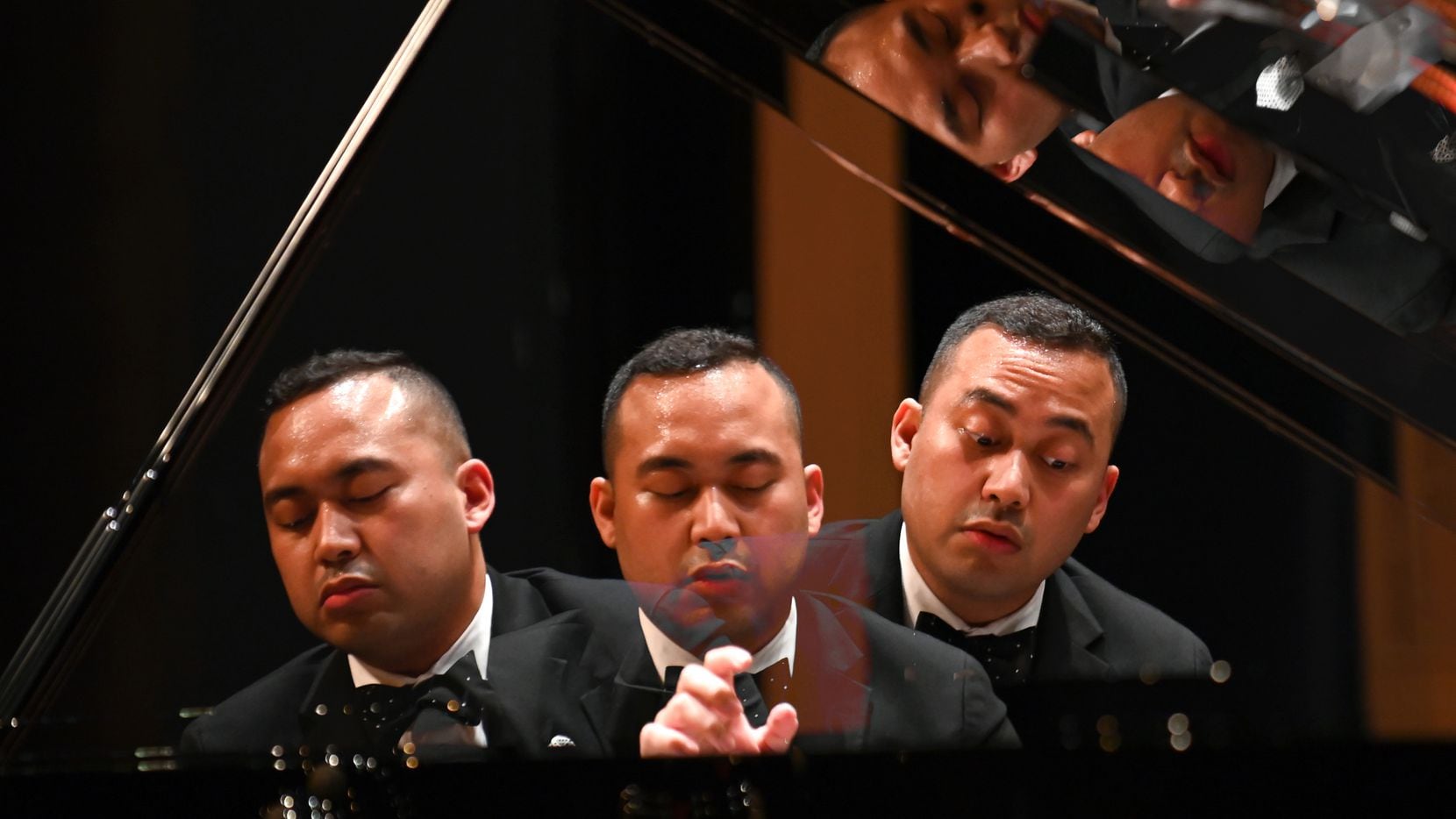 Jonathan Mamora shown with a triple exposure as he performs Sergei Rachmaninoff's Piano...