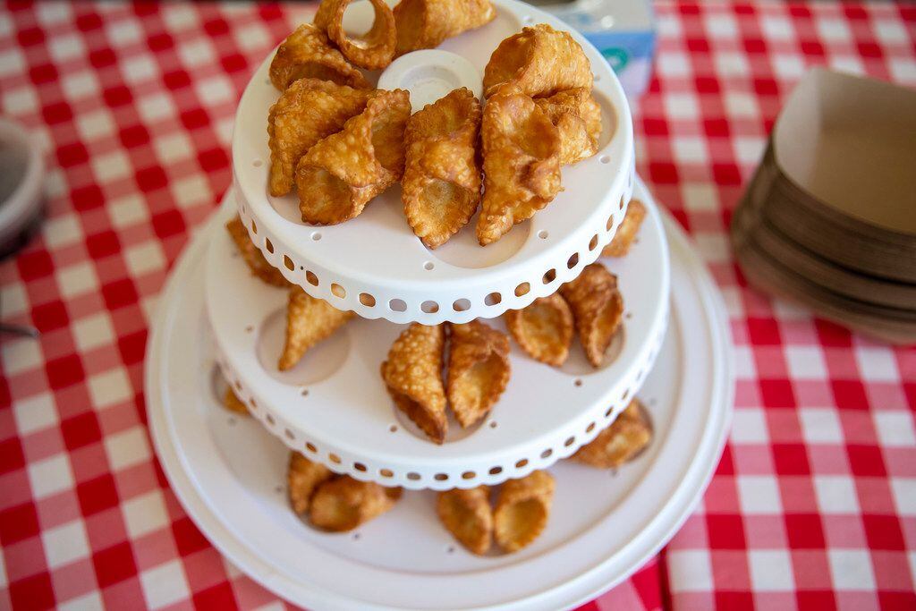 At a recent cannoli pop-up sale at Halcyon in Dallas, an eye-catching tower holds more than...